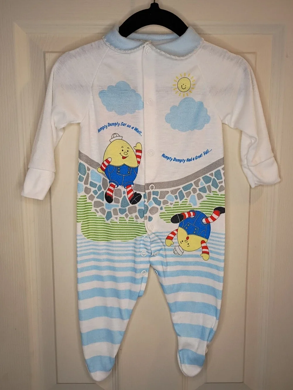 Vintage Humpty Dumpty Baby Footed One-Piece